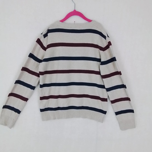 Children's Place Cotton Crew Neck Knit‎ Sweater Size Large in Tan w/ Stripes - Picture 2 of 9
